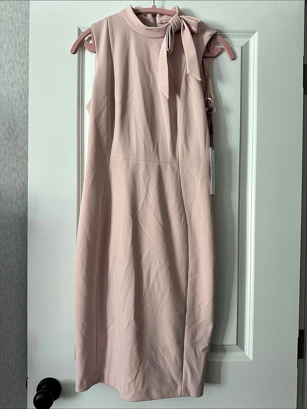 Calvin Klein Sleek Sleeveless Bow-Neck Sheath Dress Maxi Dress Pink Size 6